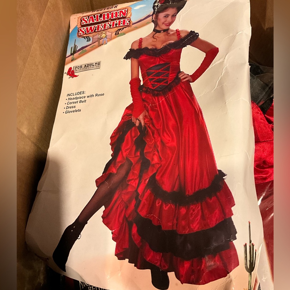 Saloon Sweetie Red Costume NEW OSFM HEAD PC NOT INCLUDED choker included